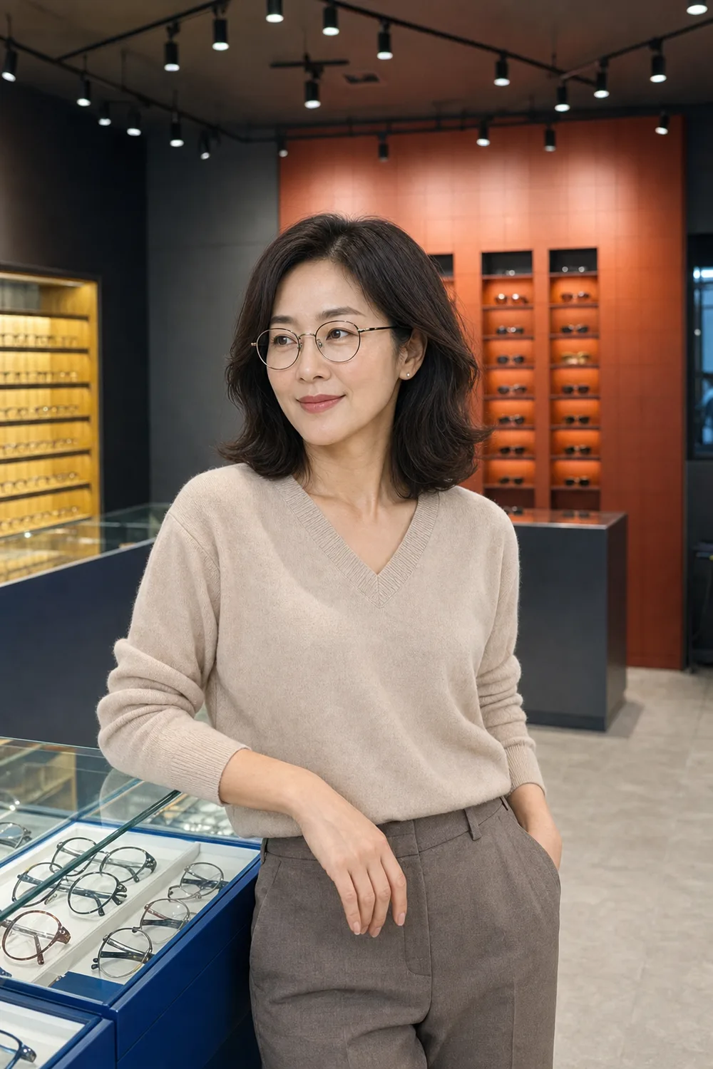 레저 소사이어티 두툼한 라운드 착용 연출 이미지 1